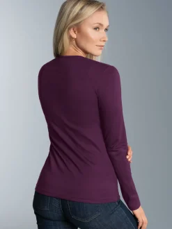 Langarmshirt mit Swarovski® Kristallen Aubergine