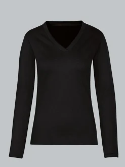 Langarmshirt mit V-Ausschnitt Schwarz
