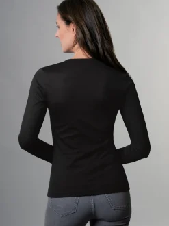 Langarmshirt mit V-Ausschnitt Schwarz
