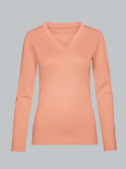 Langarmshirt mit V-Ausschnitt Puder