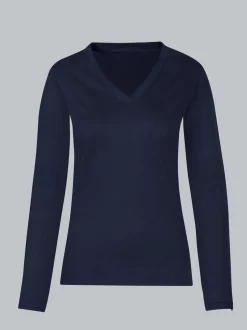Langarmshirt mit V-Ausschnitt Navy