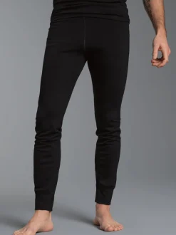 Lange Ski/Sport Funktionshose aus Merinowolle Schwarz