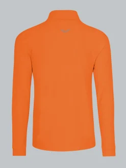 Langärmeliges Sportshirt mit Reißverschluss Leuchtorange