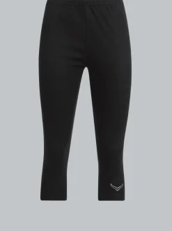 Leggings 3/4 mit Kristallsteinen Schwarz