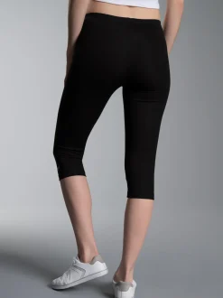 Leggings 3/4 mit Kristallsteinen Schwarz