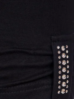 Leggings 7/8 mit Kristallsteinen Schwarz