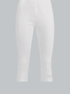Leggings 3/4 mit Kristallsteinen Weiss