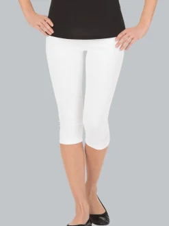 Leggings 3/4 mit Kristallsteinen Weiss