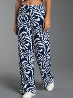 Leichte Hose mit Allover-Muster "Muschel" Navy