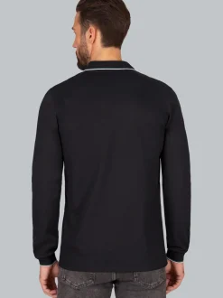 Modisches Poloshirt mit langen Armen Schwarz