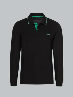 Modisches Poloshirt mit langen Armen Schwarz