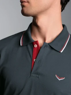 Modisches Poloshirt mit langen Armen Anthrazit