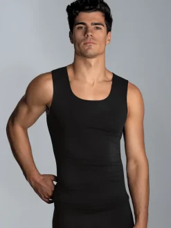 Nahtloses Trägershirt Schwarz