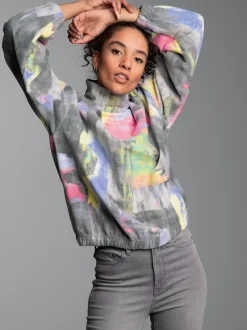 Oversized Fleecepullover mit Stehkragen Anthrazit