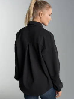 Oversized Sweatjacke mit modischem Stehkragen Schwarz