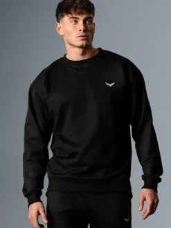 Oversized Sweatshirt mit Logo-Patch Schwarz