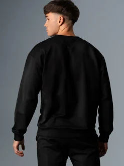 Oversized Sweatshirt mit Logo-Patch Schwarz