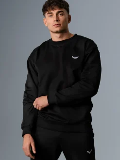 Oversized Sweatshirt mit Logo-Patch Schwarz