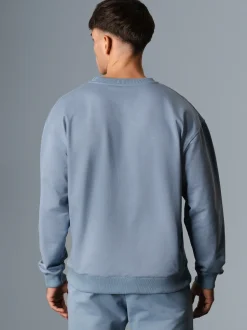 Oversized Sweatshirt mit Logo-Patch Pearl-blue
