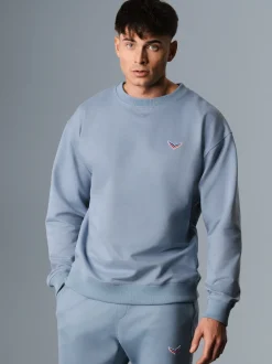 Oversized Sweatshirt mit Logo-Patch Pearl-blue