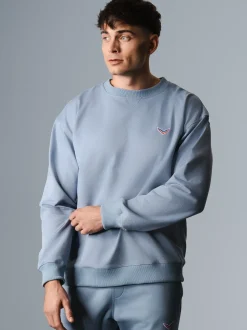 Oversized Sweatshirt mit Logo-Patch Pearl-blue