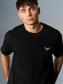 Oversized T-Shirt in Waffeloptik Schwarz