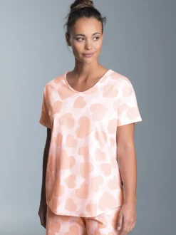 Oversized T-Shirt mit Allover Herzchen-Print Weiss