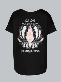 Oversized T-Shirt mit Printmotiven Schwarz