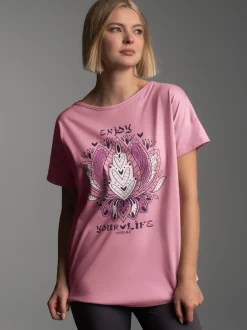 Oversized T-Shirt mit Printmotiven Lilie