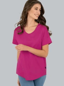 Oversized T-Shirt mit V-Ausschnitt Hibiskus
