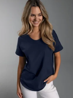 Oversized T-Shirt mit V-Ausschnitt Navy
