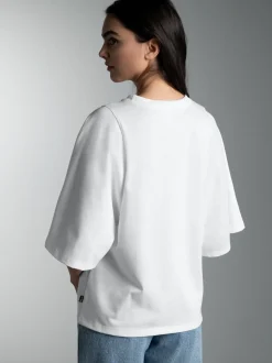 Oversized T-Shirt mit weiten Ärmeln Weiss