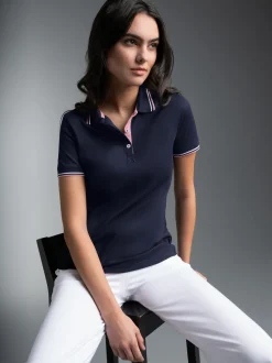 Polo Shirt in Kontrastfarbigen Akzenten Navy