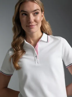 Polo Shirt in Kontrastfarbigen Akzenten Weiss