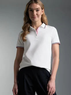 Polo Shirt in Kontrastfarbigen Akzenten Weiss