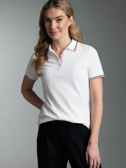 Polo Shirt in Kontrastfarbigen Akzenten Weiss