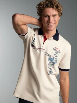 Polo Shirt mit Maritimem Print Natur