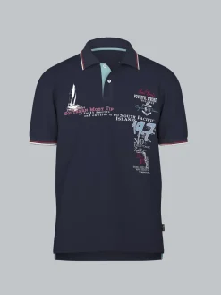 Polo Shirt mit Maritimem Print Navy