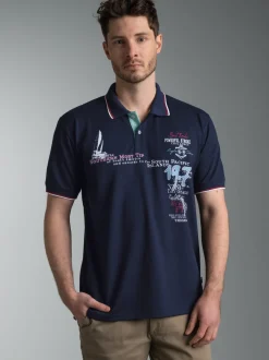 Polo Shirt mit Maritimem Print Navy