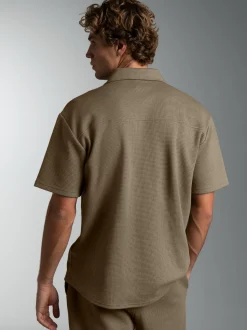 Polohemd in Waffel-Optik Taupe