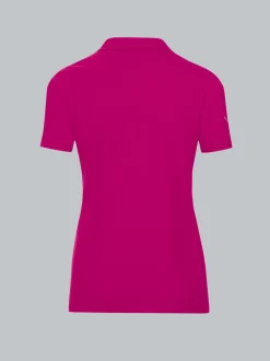 Poloshirt aus Baumwolle mit Kristallsteinen Magenta