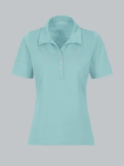 Poloshirt aus Baumwolle mit Kristallsteinen Gletscher