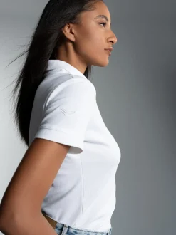 Poloshirt aus elast. Piqué Weiss