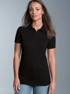 Poloshirt aus elast. Piqué Schwarz