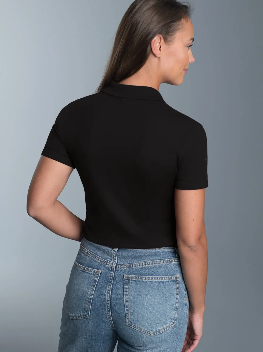 Poloshirt aus elast. Piqué Schwarz