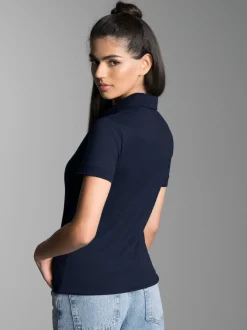 Poloshirt aus elast. Piqué Navy