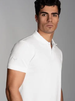 Poloshirt aus elast. Piqué Weiss