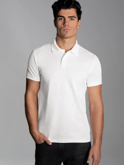 Poloshirt aus elast. Piqué Weiss