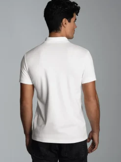 Poloshirt aus elast. Piqué Weiss