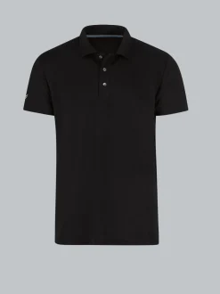 Poloshirt aus Polyester mit Knopfleiste Schwarz